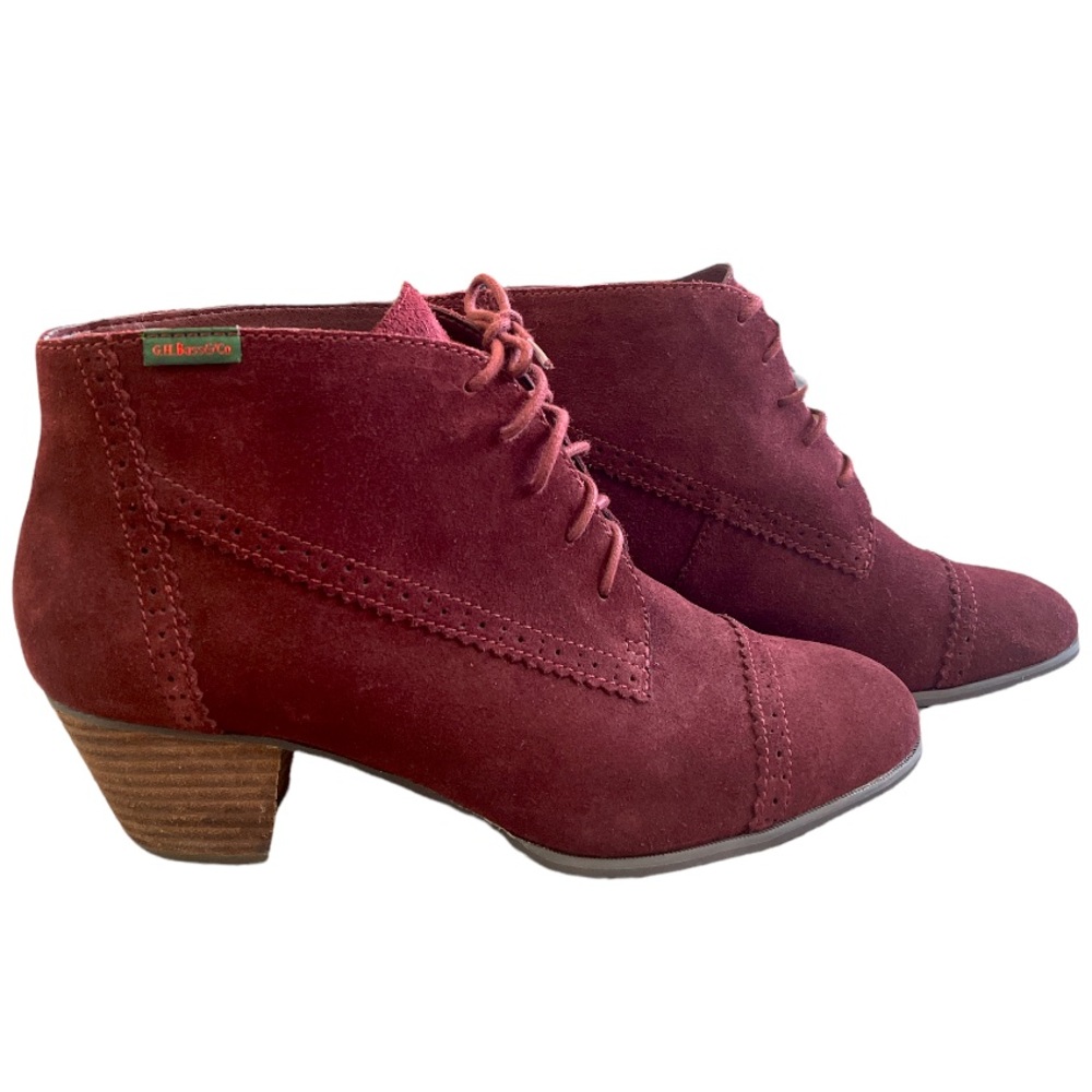 GH Bass Porter Heeled Brownstone Brown Suede Ankle Bootie